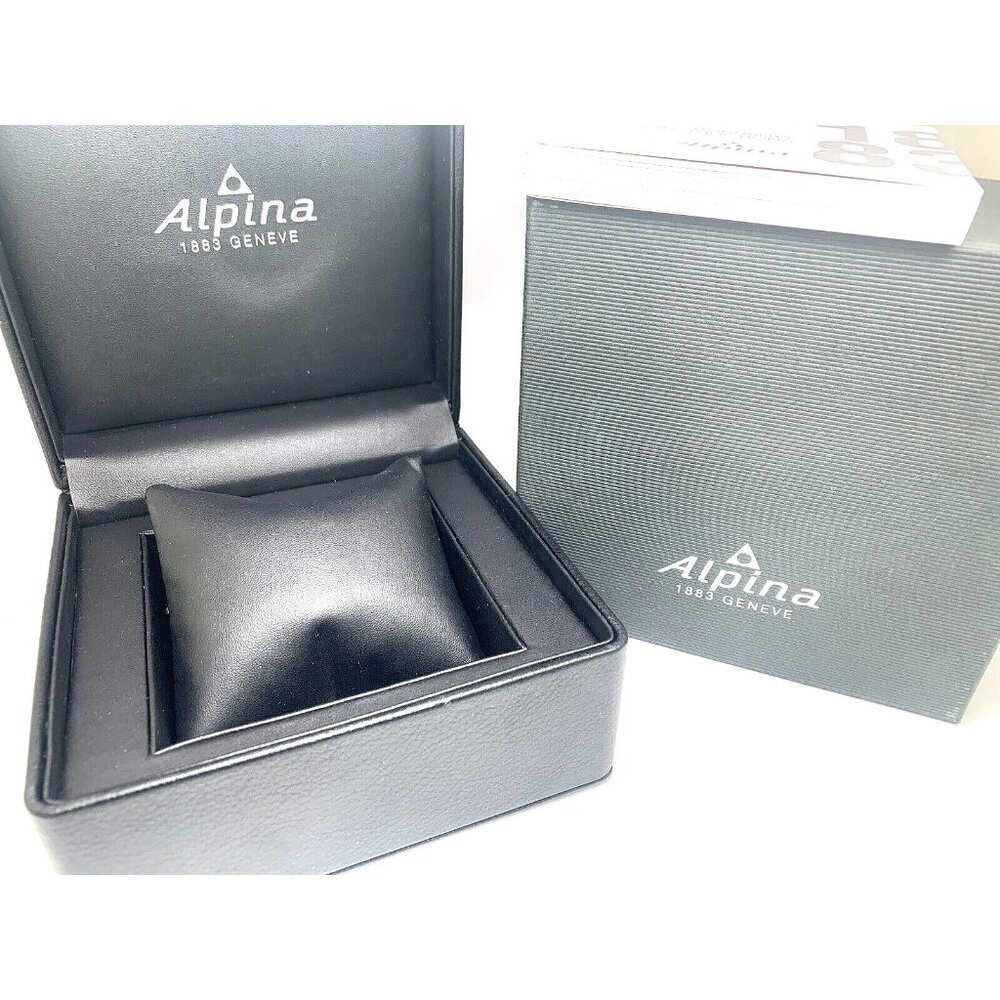Alpina Watch Box Presentation Black Cardboard Case Display Empty With Booklet